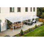 Pergola / carport adoss�e - abri de voiture - cazeboo - kleo - 10x3m - blanc - aluminium - 30m� - toit ...