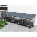 Pergola / carport adosse - abri de voiture - cazeboo - kleo - 10x3m - gris - aluminium - 30m - toit ...