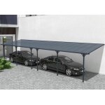 Pergola / carport adosse - abri de voiture - cazeboo - kleo - 11x3m - gris - aluminium - 33m - toit ...