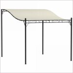 Pergola fix�e au mur - outsunny - abris terrasse jardin etanche robuste - blanc cr�me