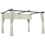 Pergola de jardin exterieur 3 x 4 m - outsunny - toit r�tractable et rideaux - anti - uv upf30 + pour ...