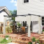 Pergola de jardin exterieur 3 x 4 m toit r�tractable et rideaux anti - uv upf30 + pour barbecue patio ...