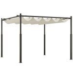 Pergola de jardin exterieur - outsunny - 3 x 3 m - toit rtractable et fixation magntique - abri soleil ...