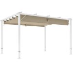 Pergola jardin ext�rieur - outsunny - en aluminium - 3 x 4 m - toit r�tractable - abri soleil upf30 + ...