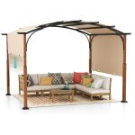 Pergola jardin ext�rieur r�tractable - relax4life - auvent r�glable - piquets de sol - cadre en m�tal ...