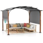Pergola jardin ext�rieur r�tractable - relax4life - auvent r�glable - piquets de sol - cadre en m�tal ...