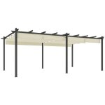 Pergola - outsunny - coulissante, rtractable - structure en aluminium + toile polyester - 3, 5 x 6 m ...