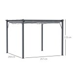 Pergola pavillon toit de terrasse avec toit coulissant jardin aluminium gris charbon + gris fonc 3x3x223m ...