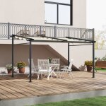 Pergola r�tractable 4 x 3 m structure m�tal �poxy anticorrosion toile polyester180 g / m� incluse beige ...