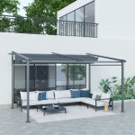 Pergola r�tractable 4 x 3 m structure m�tal �poxy anticorrosion toile polyester180 g / m� incluse gris ...