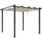 Pergola toit r�tractable - cordoba - structure en aluminium - toile en polyester - beige - 3 x 3 m