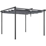 Pergola toit r�tractable - kiba - structure en acier - toile en polyester - gris - 3 x 3 m