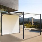 Pergola tonnelle de jardin avec auvent coulissant 3 x 3 m - structure acier �poxy et toile polyester ...