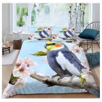 Perroquet fleur housse de couette 220�240 gar�ons fille 3d motif parure de lit oiseau sur branche douce ...
