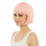 Perruque courte rose pastel luxe adulte