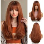 Perruque cuivre pour femmes de 24 pouceslongue verticale naturelle avec frangeperruque synthtique rsistante ...