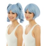 Perruque manga avec couettes d�tachables luxe bleu pastel