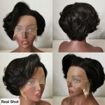 Perruque pixie cut perruque de cheveux humains perruques de cheveux humains courts boucls pour femmes ...