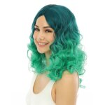 Perruque - ptit clown - tie and dye verte - mi - longue boucl�e - coiffable - tendance