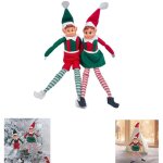 Personnages de noel 2pcs lutin farceur de no�l articul� lot de 2 elfes garcon & fille en peluche elfie ...