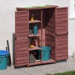 Petit prix abri � outils de jardin - armoire / maiosn - moka 83x57x140 cm bois massif pin - outils de ...
