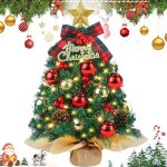 Petit arbre de nol de table 50cmsapin de noel artificiel avec dcorations et guirlande lumineuse ledmini ...