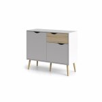Petit buffet 2 portes 1 tiroir - blanc / chêne - piètement évasé en bois massif - 987 x 391 x 817 cm ... Petit buffet 2 portes 1 tiroir - blanc / chêne - piètement évasé en bois massif - 987 x 391 x 817 cm ...
