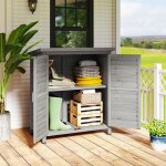 Petit chalet & abri jardin en bois sapin �tag�re portes persiennes toit bitum� - remise pour outils 87x46. ...