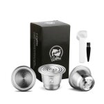 Petit d�jeuner - caf�icafilas pour capsule rechargeable nespresso en acier inoxydable r�utilisable capsules ...