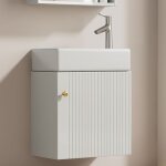 Petit meuble salle de bain suspendu avec vasque - meuble lavabo main wc et bassin int�gr� - l46 x p26 ...