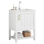 Petit meuble salle de bain avec vasque - meuble lavabo main wc et bassin int�gr� avec �tag�re - l61 x ...