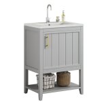 Petit meuble salle de bain avec vasque - meuble lavabo main wc et bassin int�gr� avec �tag�re - l61 x ...