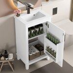 Petit meuble sous vasque salle de bain - meuble lavabo main wc et bassin int�gr� blanc - 51x34x83cm �tag�res ...