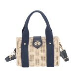 Petit sac bandouli�re estival en paille - bleu