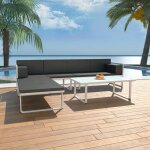 Petit prix - salon bas de jardin 4 pcs - garden - et coussins aluminium noir - avec table basse @con620664 ...