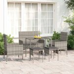 Petit prix - salon bas de jardin 6 pcs - garden - avec coussins gris r�sine tress�e @con309859