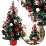Petit sapin de noël artificiel enneigé blanc et rouge dans un pot décoré 60 cm Petit sapin de noël artificiel enneigé blanc et rouge dans un pot décoré 60 cm