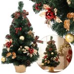 Petit sapin de nol artificiel rouge et dor dans un pot dcor 60 cm