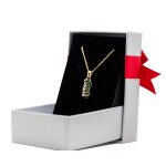 Collier 50cm - petit tiki plaqu� or v�ritable avec agate verte - pendentif et chaine avec boite pour ...