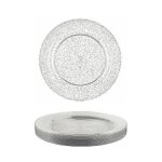 Petites assiettes rondes paillet�es argent�es 18cm x6