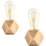 Petite lampe de table 2 pi�ces lampe de chevet avec base en bois de diamant � c�t� de la lampe e27 60w ...