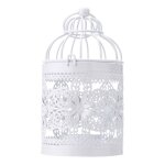 Bougeoir - mtal - petite lanterne suspendue - blanc - 8x8x17 cm - design contemporain