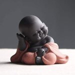Petite statue bouddha mignonne figurine artisanale de moine ornement classique en cramique pour th ...