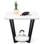 Petite table basse - plateau en ardoise - forte capacit� de charge - double couche - 60x60x50cm - blanc ...