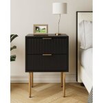 Petite table de chevet avec 2 tiroirs table de nuit en bois avec pieds dorés pour chambre à coucher salon ... Petite table de chevet avec 2 tiroirs table de nuit en bois avec pieds dorés pour chambre à coucher salon ...
