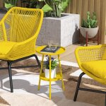 Petite table dappoint ronde � 2 niveaux table de jardin pour terrasse salon balcon en m�tal � 32 x 51 ...