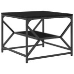 Petite tablesupport table basse - solomon - en ch�ne noir avec �tag�re 51x50x40 cm fabriqu�e en bois ...