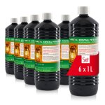 Ptrole de chauffage - flambiol - 6x 1 l - bouteilles de 1 l - combustible pour chauffage - noir
