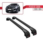 Pour peugeot 3008 2020 - 2024 barres de toit ace - 2 railing porte - bagages de voiture / noir