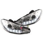 Phares feux avants de jour diurnes drl peugeot 206 phases 1 et 2 (02823)